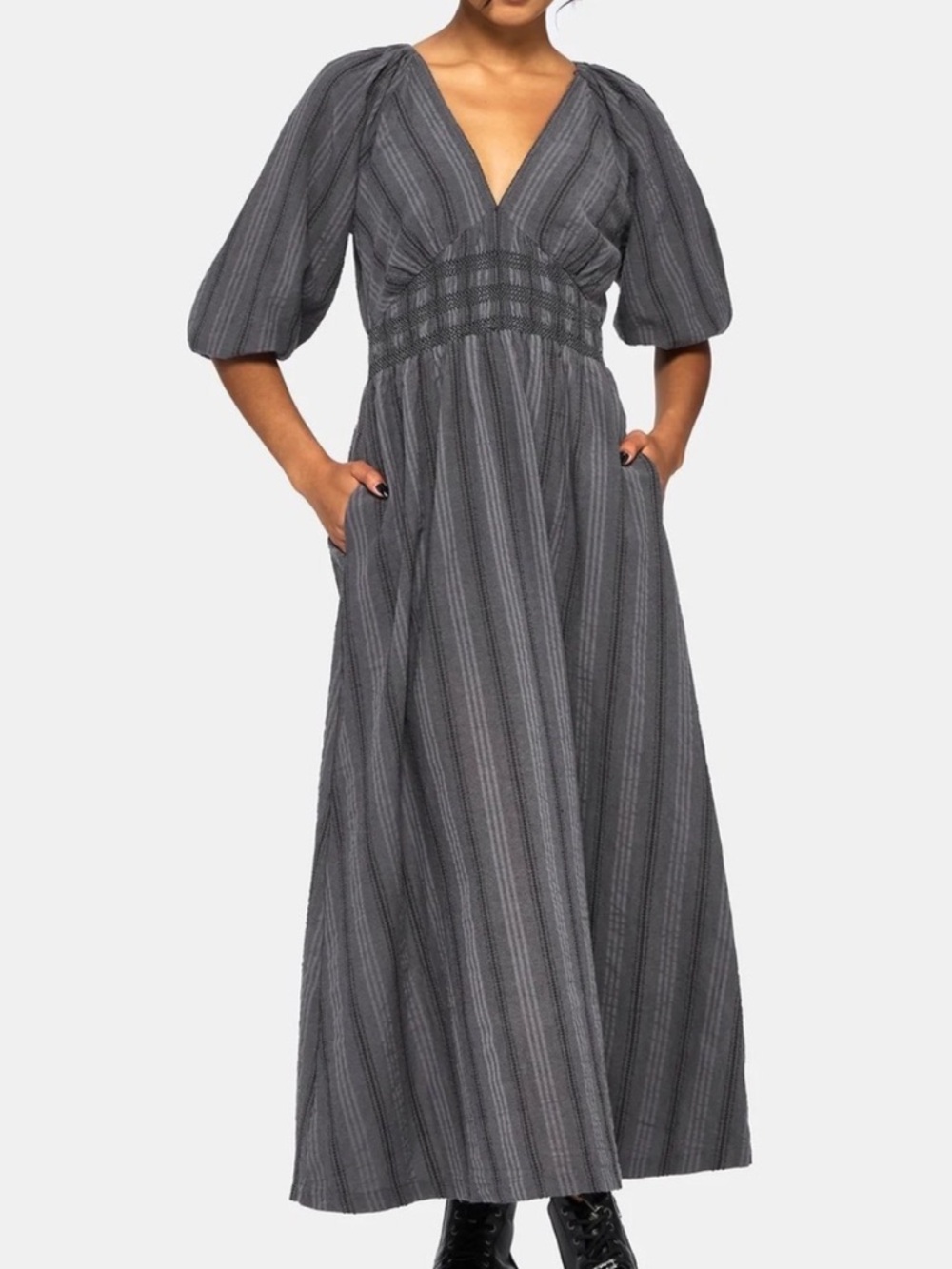 Disturbia Gray Striped Maxi Dress
